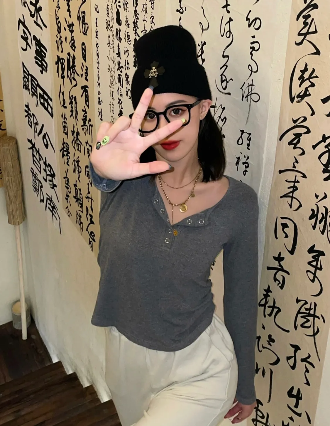 Crow heart beanie